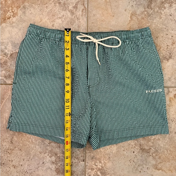 PACSUN Aqua Striped Seersucker Swim Trunks Shorts Men’s Large Mesh Short Lined - Picture 6 of 9